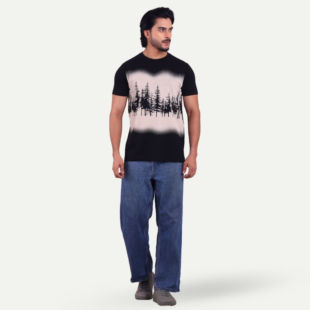 Men's Printed Round Neck T-Shirt - Forest Graphic