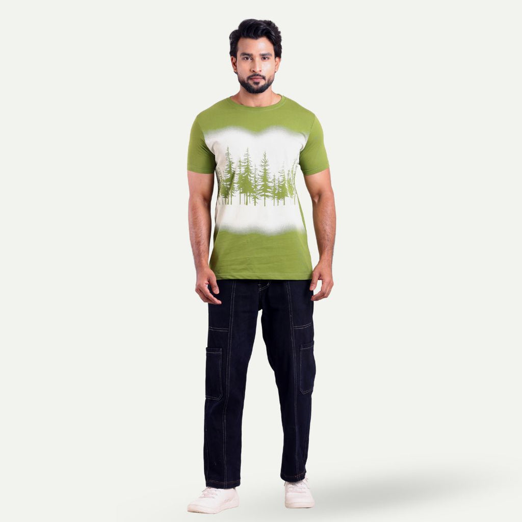 Men's Printed Round Neck T-Shirt - Forest Graphic