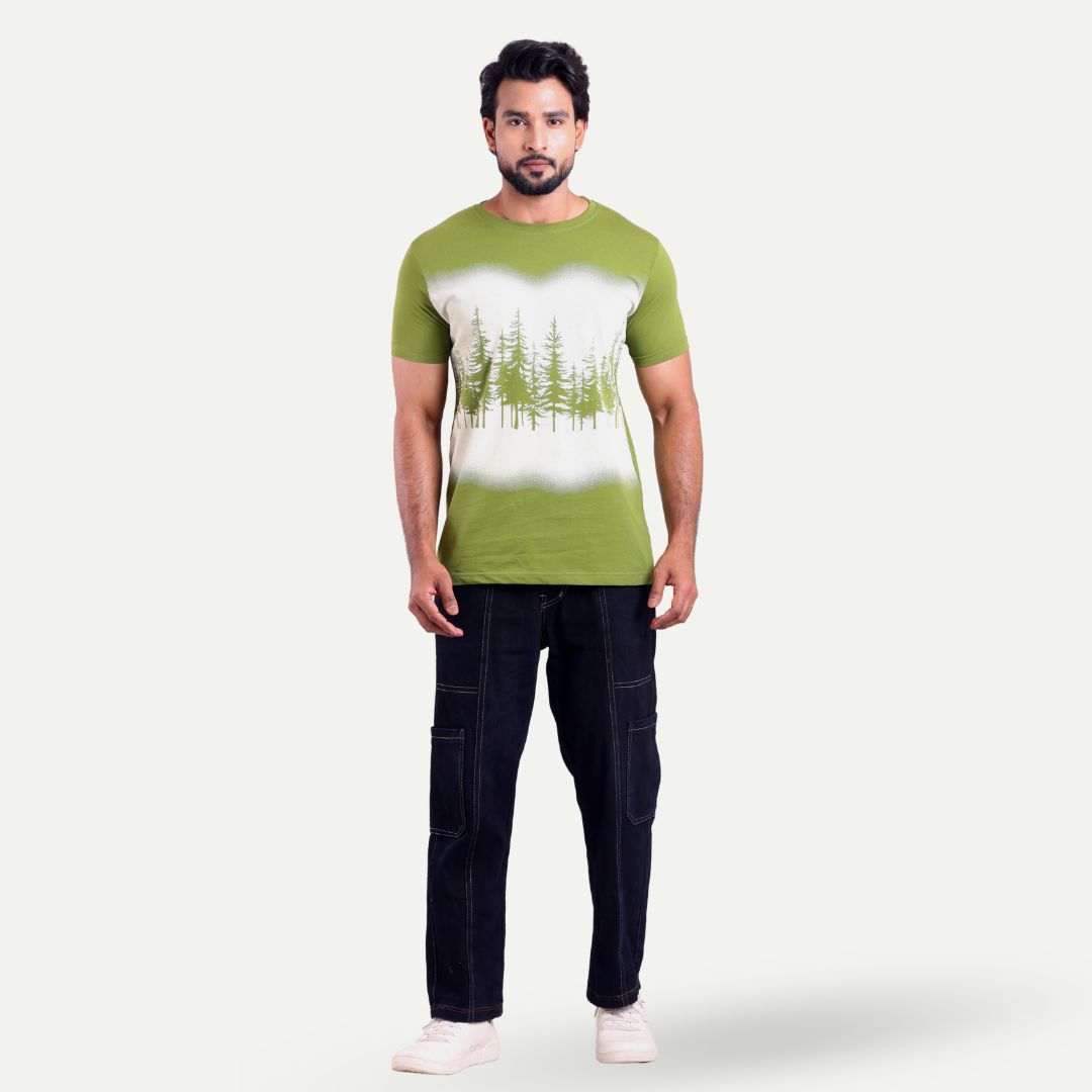 Men's Printed Round Neck T-Shirt - Forest Graphic
