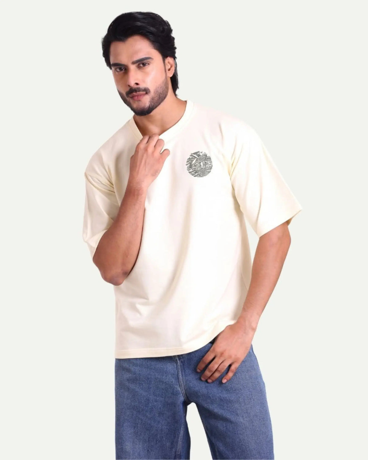 Men's Oversized Graphic T-Shirt - Eagle Artwork