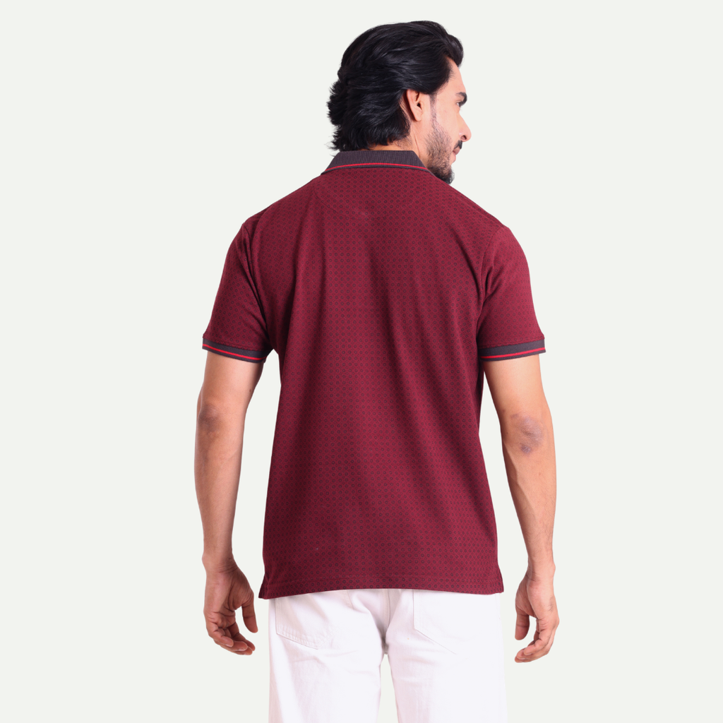 Printed Polo Neck T-Shirt - Dual Tone Classic