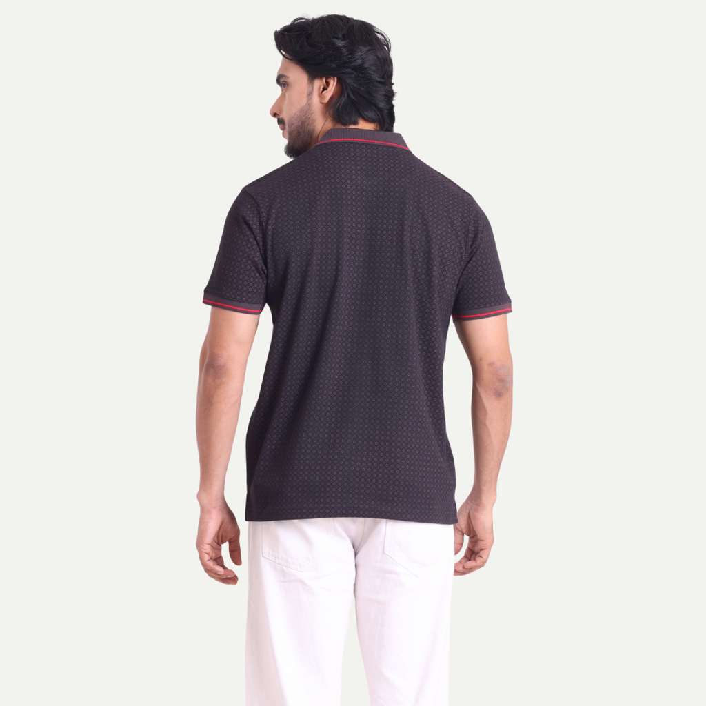 Printed Polo Neck T-Shirt - Dual Tone Classic