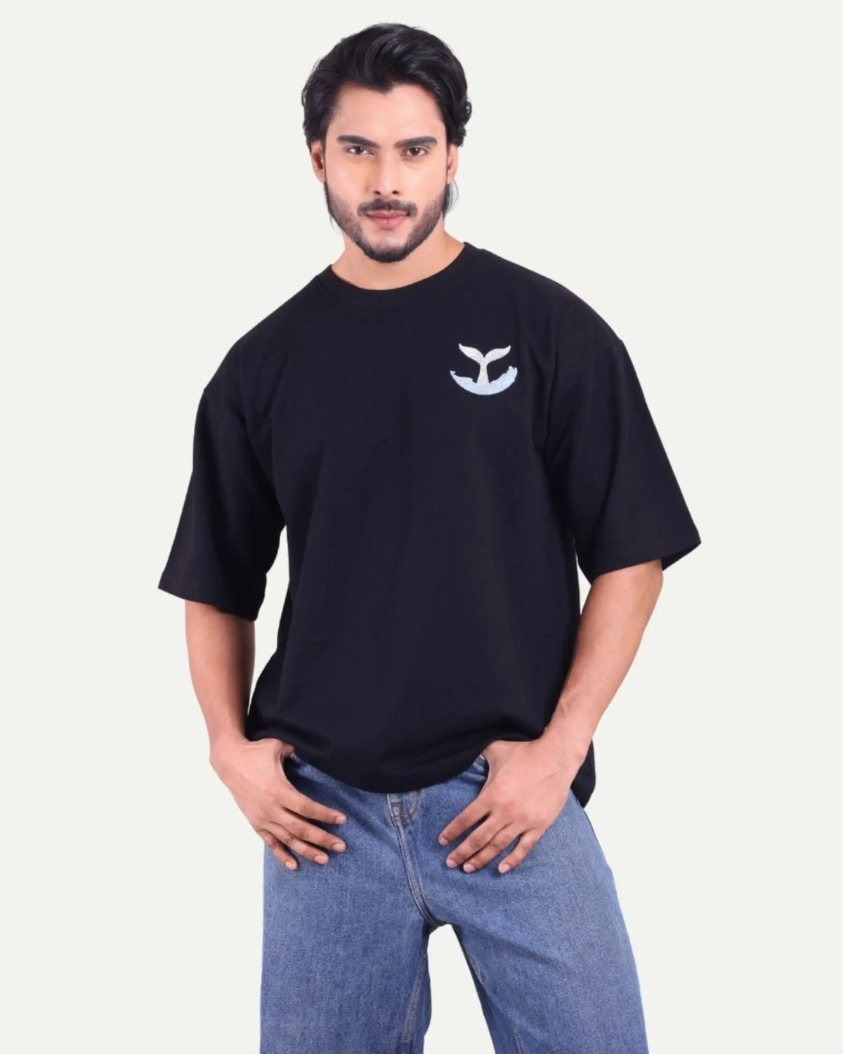 Men's Oversized Graphic T-Shirt - Whale Artwork