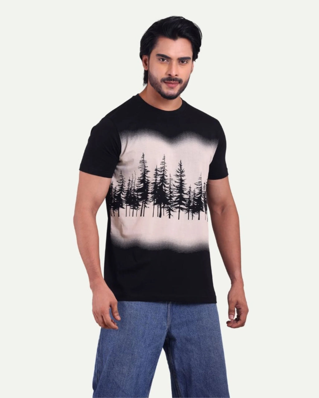 Men's Printed Round Neck T-Shirt - Forest Graphic